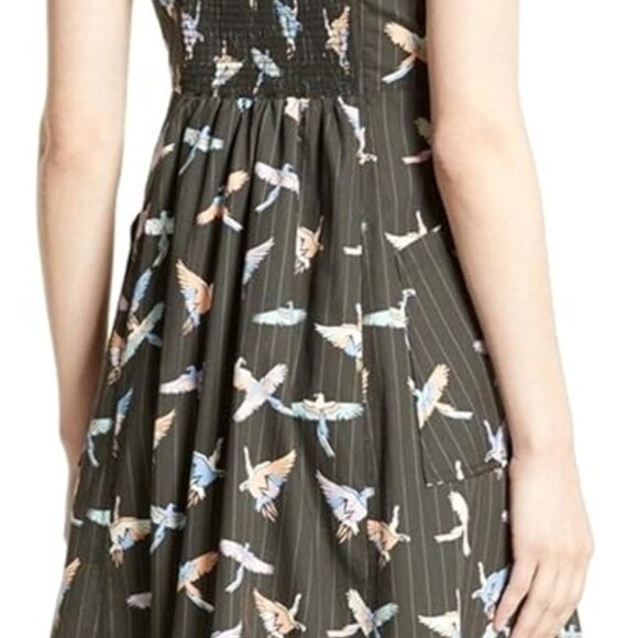 Free People Midi Dress Parrot Size 6 Sunshine of Your Love Printed A-Line Dress - Picture 2 of 16